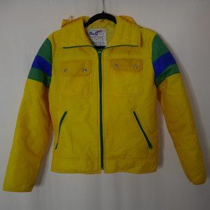 Mr. D Skiwear Vtg RARE 70s Colorblock Full Zip Jacket Small Yellow Hipster